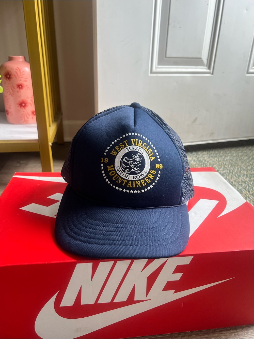 Vintage West Virginia Mountaineers Trucker Hat One Size Mazda Gator Bowl 1989